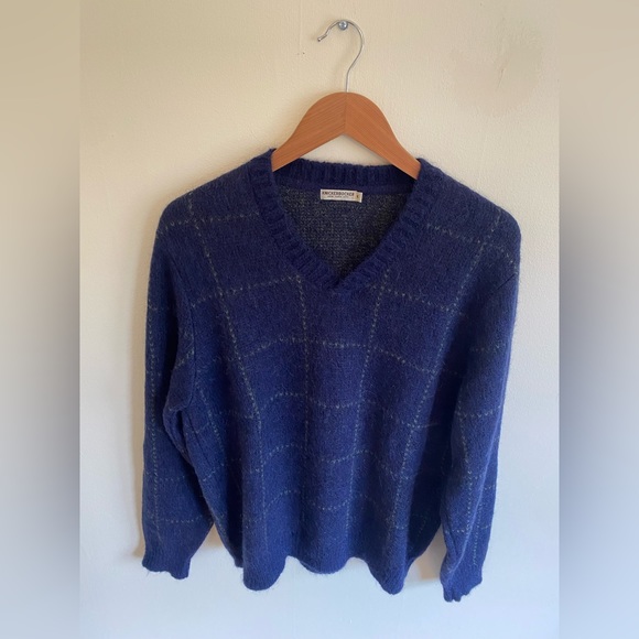 Alpaca Wool Check V Sweater